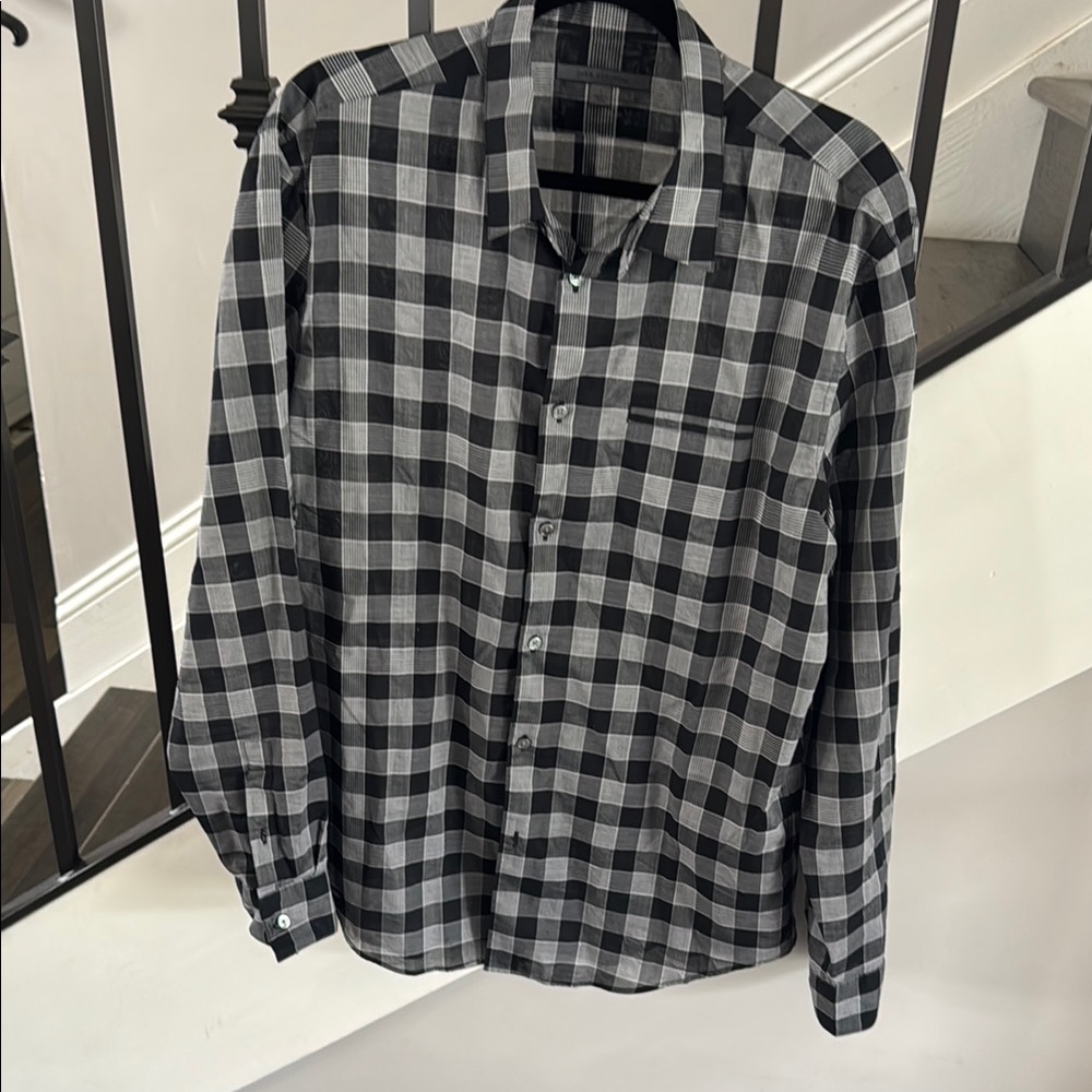 JV John Varvatos Black and White Checkered Shirt size L